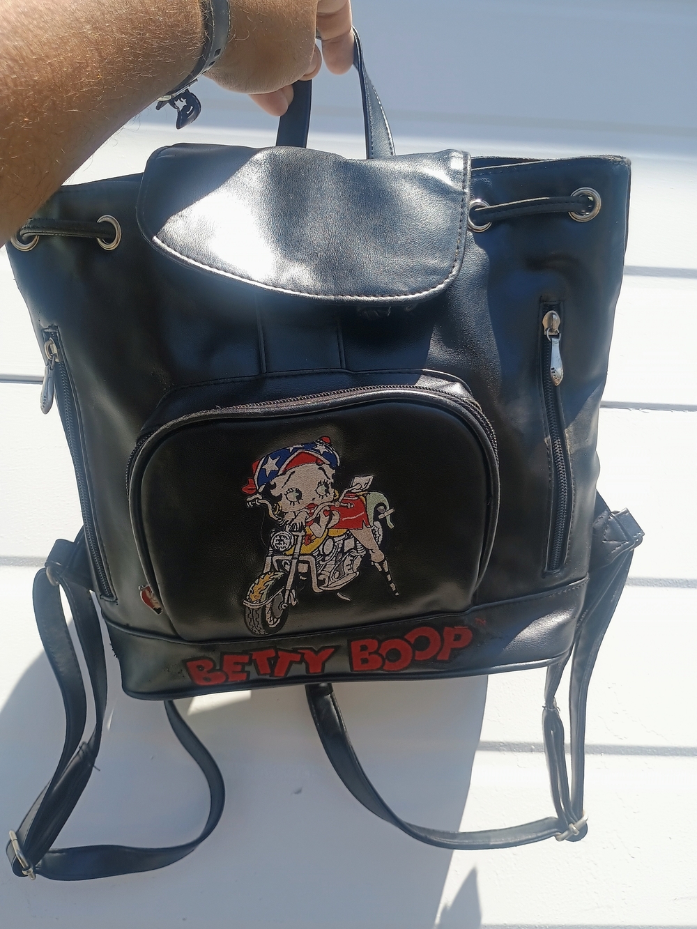 2002 King Features Betty Boop black leather backpack #Vintage #BettyBoop #y2k